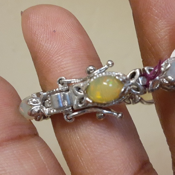 925 Ethiopian Opal Tennis Bracelet. - Picture 5 of 7